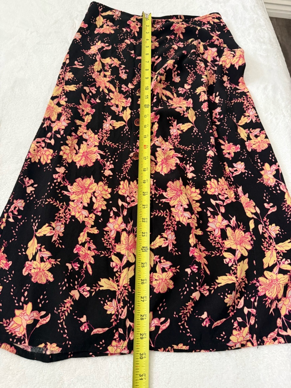 Free People Retro Love Floral Midi Skirt Button Front Slit Boho Size 6 - Picture 8 of 8